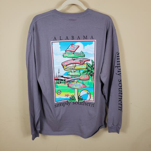 Simply Southern Alabama Long Sleeve Tee Purple L - Picture 1 of 12